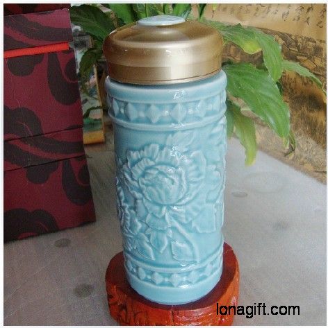 藍牡丹 陶瓷能量保溫杯