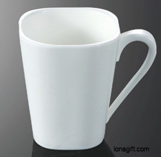 純白方形馬克陶瓷水杯