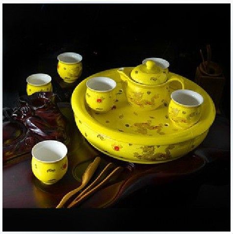 8件帝王黃茶具套裝