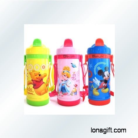 迪士尼吸管兒童保溫背帶水壺